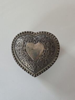 Silver Plated Heart Shaped Silver Trinket Box
